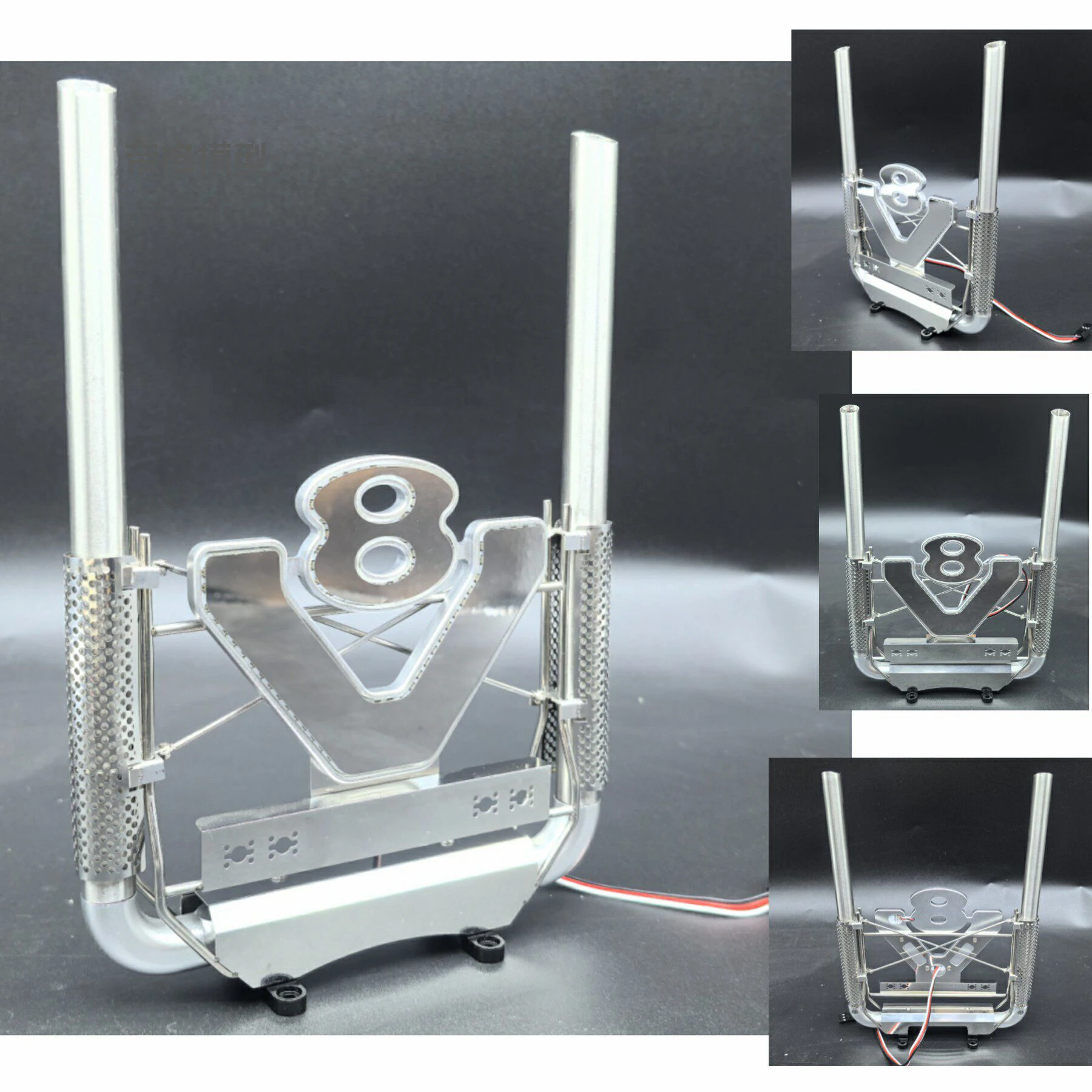Metal V8 Exhaust Chimney for Tamiya Scania 1/14 RC Truck Tractor 770S 56379 56368 Car Diy RC LED Exhaust Parts Accessories Toy