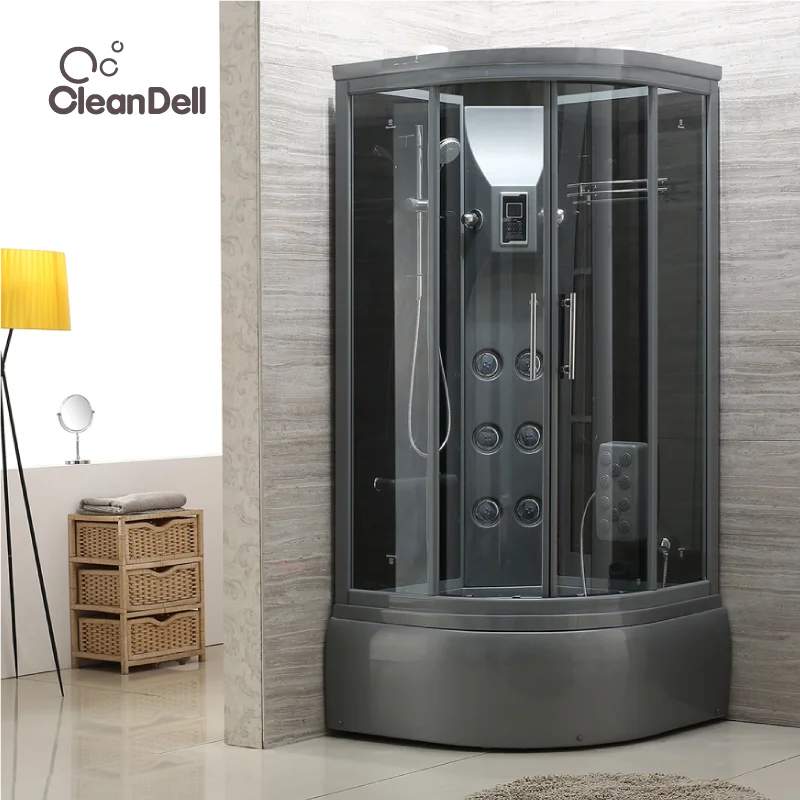 Gray Household Steam Integral Shower Room With Bathtub, Curved High Basin Bath Room Waterproof Bath Basin