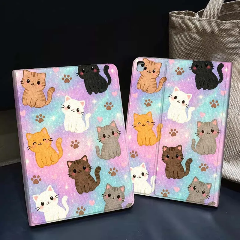 

Чехол для планшета с мультяшным аниме-дизайном «Милый кот» для iPad Pro Air 5-го, 6-го, 7-го поколений, 13 M3 M4 M5, 12.9, 13.3 дюйма, 2017, 2022, 2024, 2025 годов