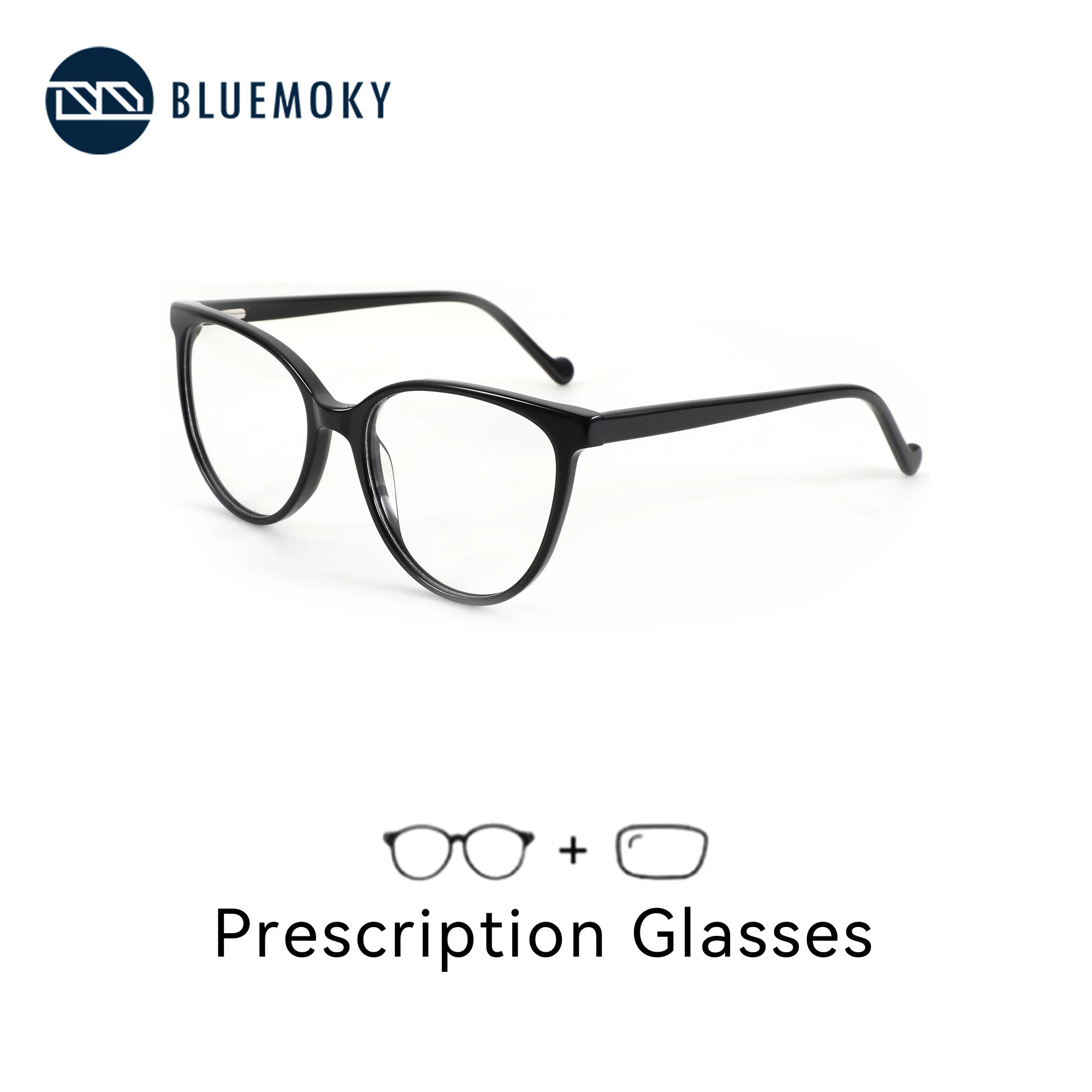 BLUEMOKY S Size Acetate Butterfly Prescription Custom Glasses Anti Blue Light Progressive Corrective Women's Glasses