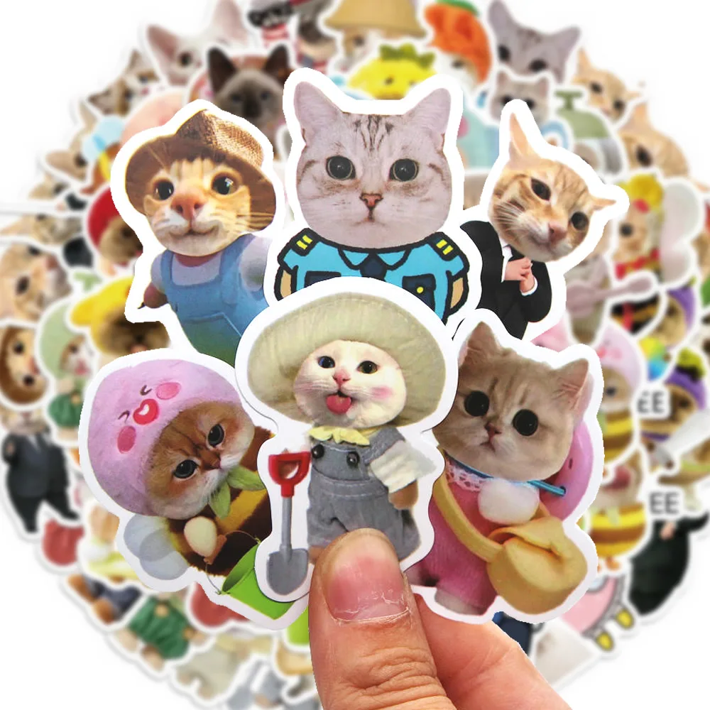 62pcs Cosplay Funny Cute Cat MEME Animals Stickers Kawaii Decals Scrapbooking Notebook Luggage Laptop Skateboard Sticker Toy