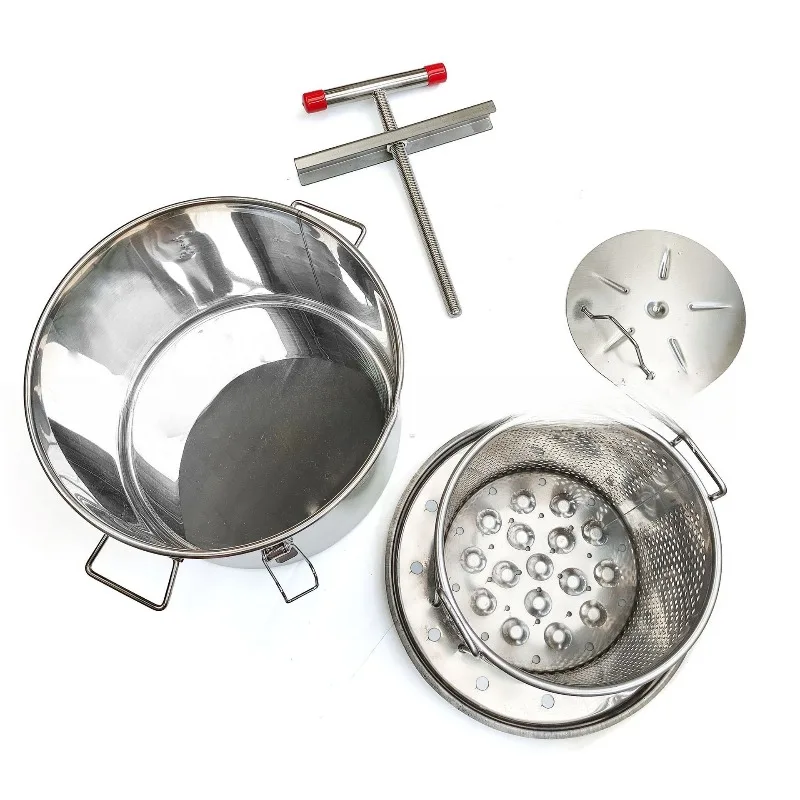Large 18-liter honey press, all stainless steel large press honey lees with barrel filter integrated fruit and vegetable press