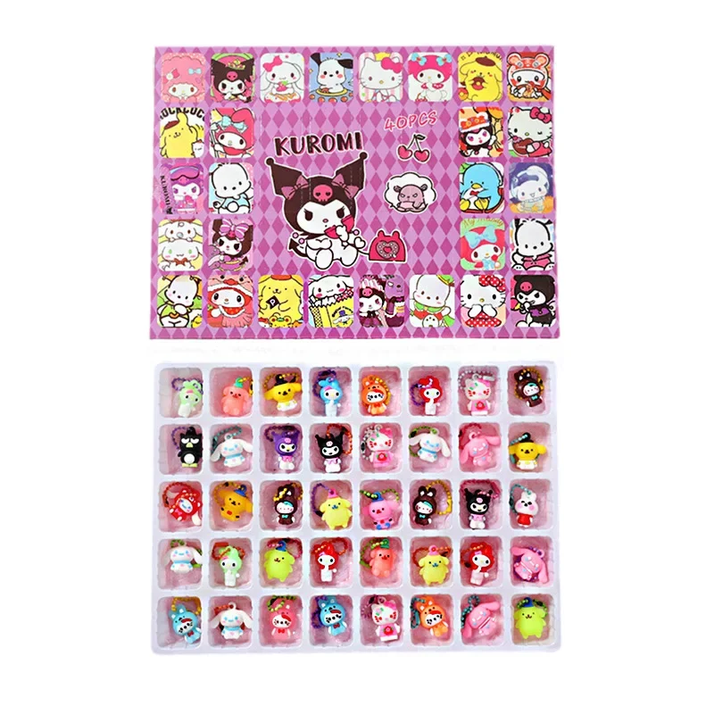 40pcs Sanrio Surprise Blind Box Kuromi Hello Kitty Christmas Advent Calendar Box Cinnamoroll Anime Doll Hanging Toy Gift