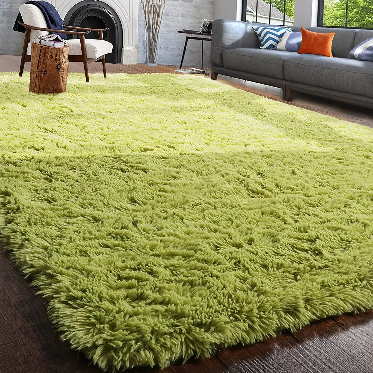 

Fluffy Soft Green Living Room Room Carpet Large Furry Area Rugs Kids Mat Children Shaggy Bedroom Rug for Nursery Carpet