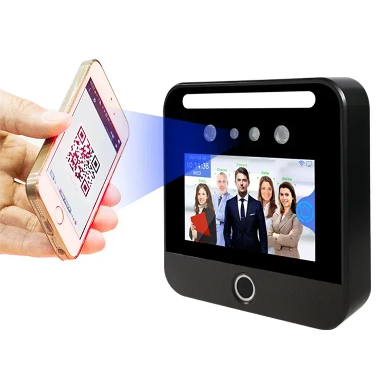 Touchless 5 Inch Face Recognition Fingerprint Time Attendance Card Face Access Control QR Code Reader Hot sales