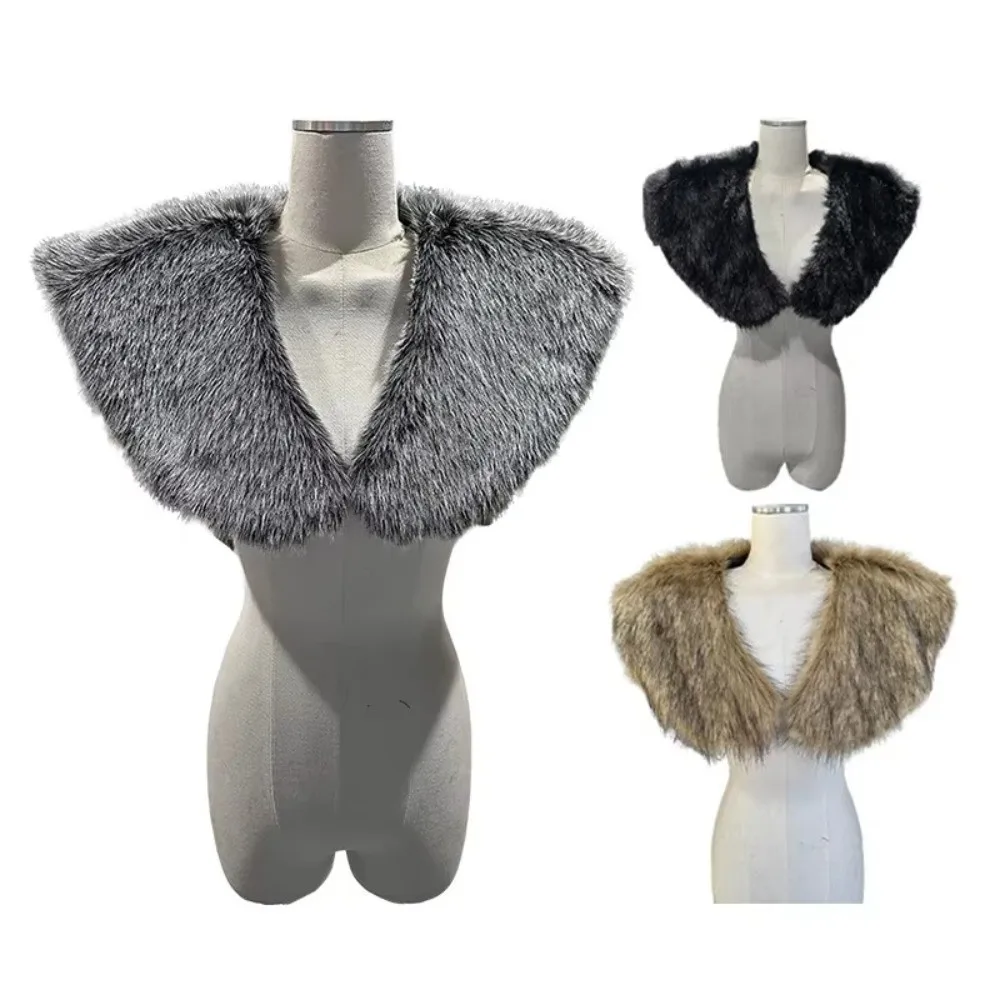 Unisex Schulterumhang Mittelalterliches Wikinger-Cape Piraten-Design Cosplay-Kostüm Kunstfell-Umhang Jägerstil Fell-Schal