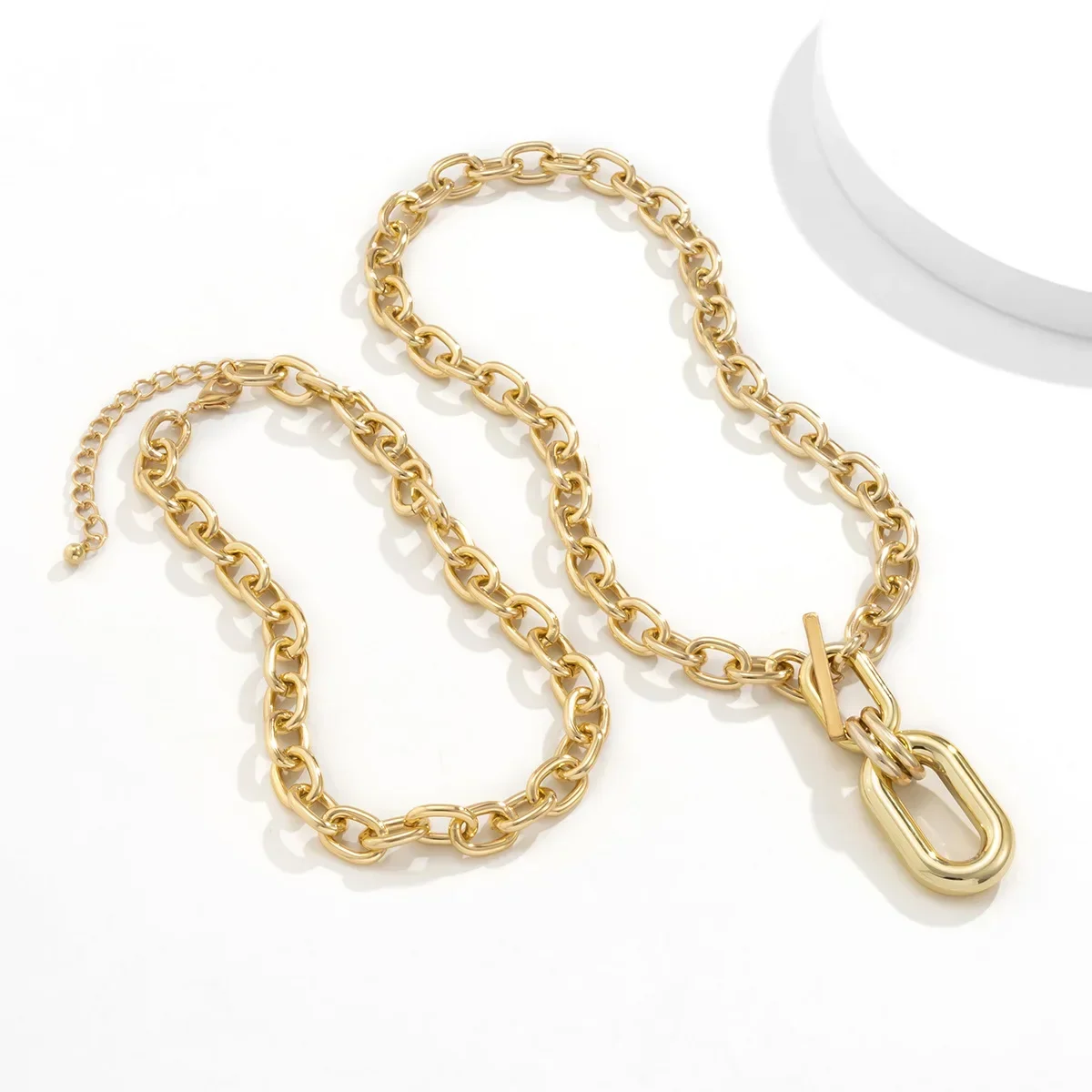 Exaggerate Big Double Layer Metal Chain Choker Necklace for Women Men Hip Hop Punk OT Buckle CCB Pendant Necklaces Jewelry Gifts