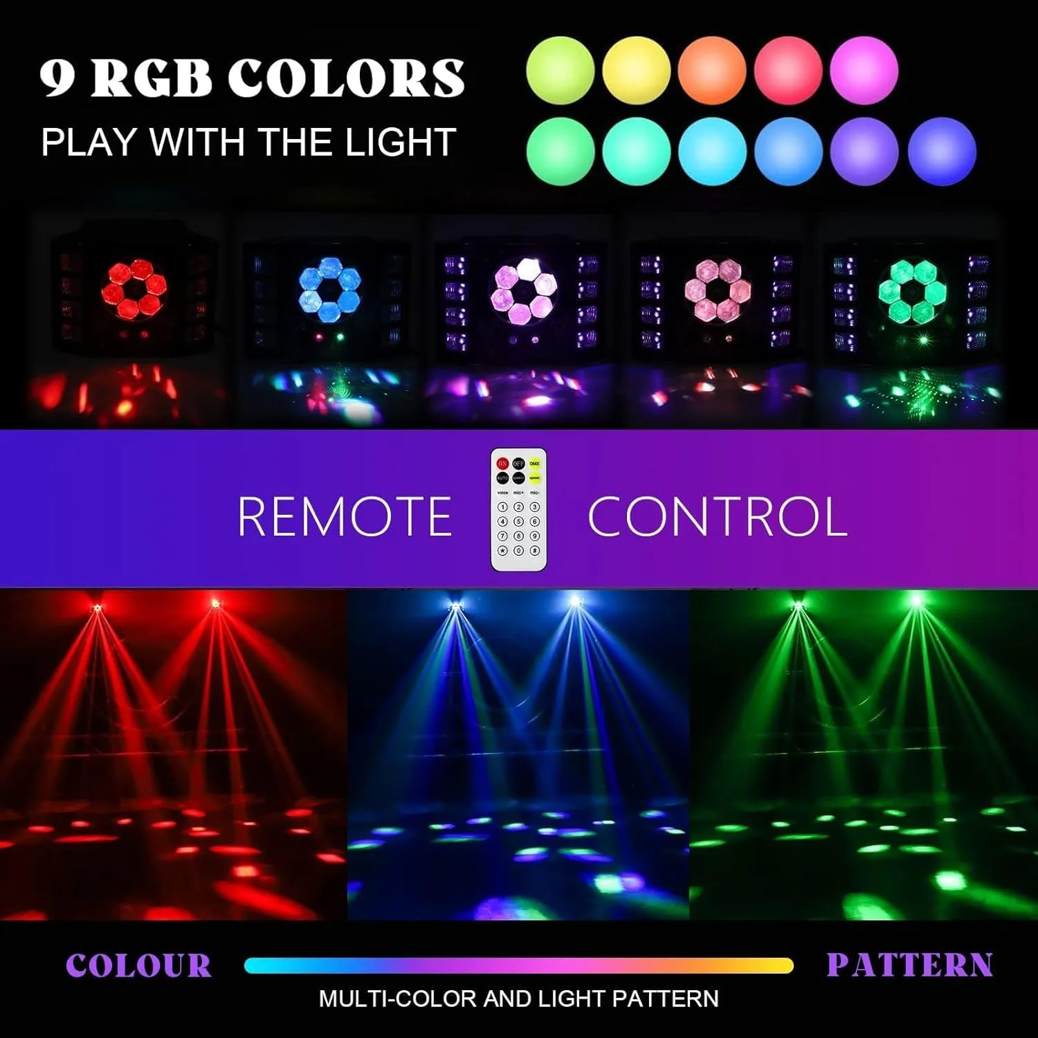 100W Bee-Eye Uv Strobe Stage Light Led Sound-Activated Party Light, 14 Ch Dmx512 and Remote Control Suitable for Halloween, Birthday Parties, Weddings, Events, Performances, Ktv, Bars, Dance Decorations