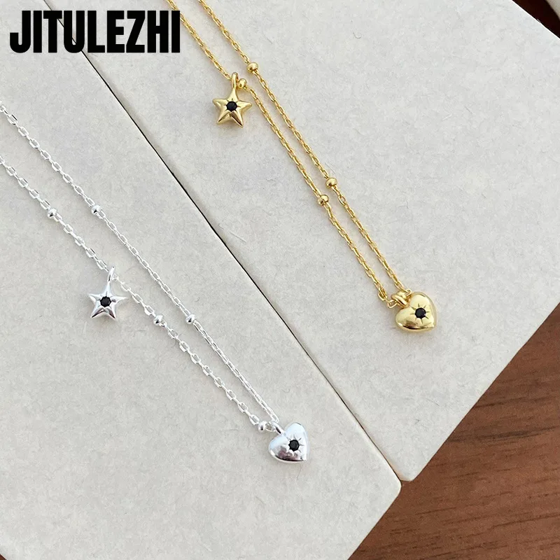 Collar con colgante de plata de ley 925 para mujer, joyería, Collar de amor, cadena de cuello en forma de corazón Simple y elegante de alta calidad