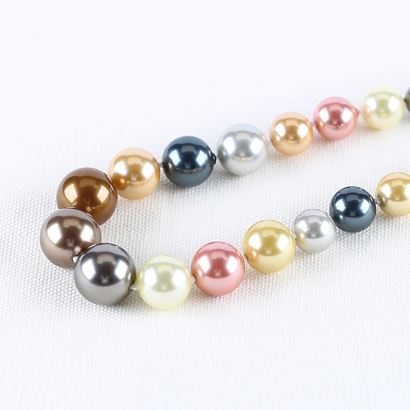 Fine Jewelry Round Shell Pearl Necklace Accessories Beads For DIY Jewelry Making Mixed Color 16mm 8mm 51-55inch 77g