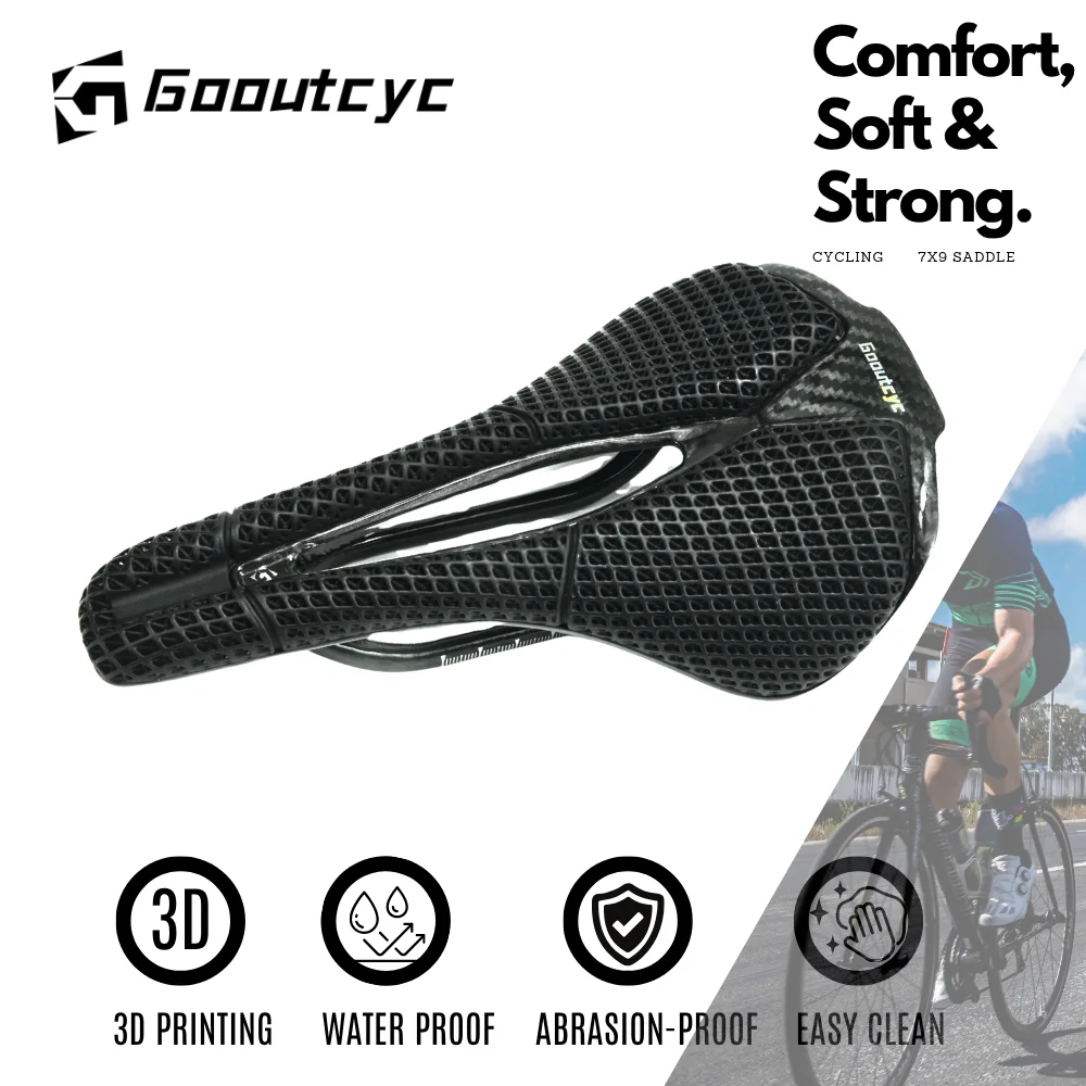 

GOOUTCYC CHROME COLOR M5 3D Printed Bike Saddle Carbon Fiber Hollow Comfortable Breathable MTB Mountain Road Bicycle Saddles