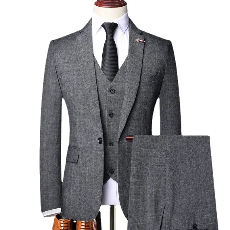 S-9XL Jacket Vest Pants Casual Plaid Retro Business Men's Suit 3Pcs or 2Pcs Set Groom Wedding Dress Blazer Waistcoat Trousers