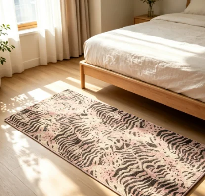VIKAMA Bohemian Leopard Zebra Animal Print Long Carpet Soft Non Slip Washable Floor Mat Bedside Home Decor