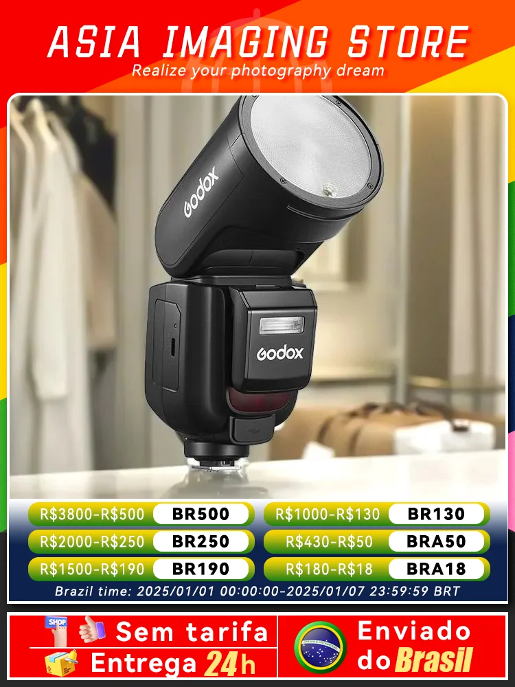 【 Do Brasil 】 Godox V1 Pro V1pro Camera Flash Light Speedlight TTL 2.4G HSS for DSLR Mirrorless Canon Sony Nikon Fujifilm V 1