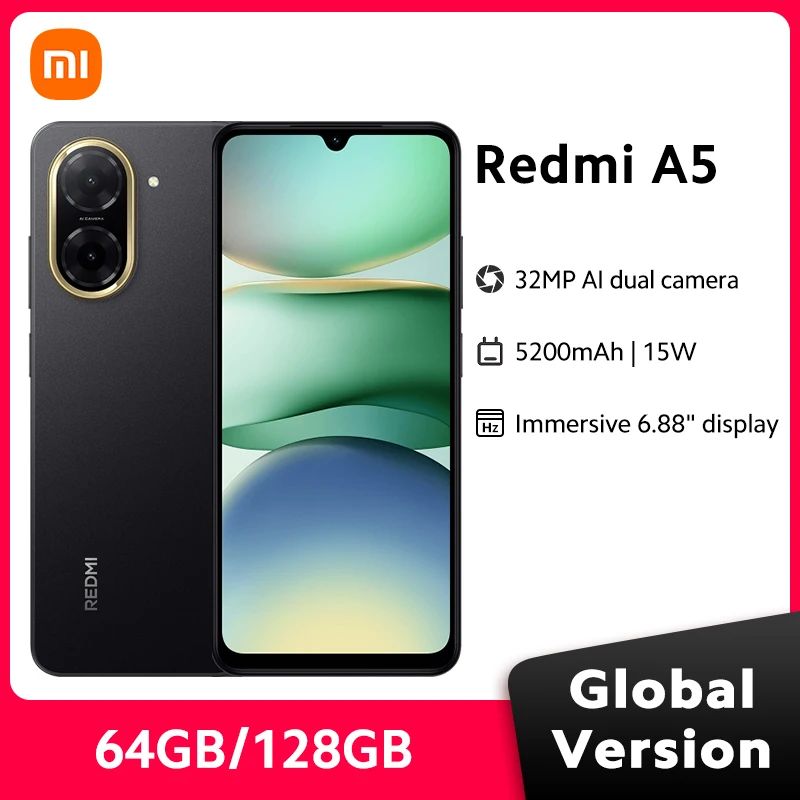 Xiaomi redmi a5 telefone móvel versão global 6.88 "display 15w carregamento rápido 32mp ai câmera dupla unisoc t7250 5200mah bateria