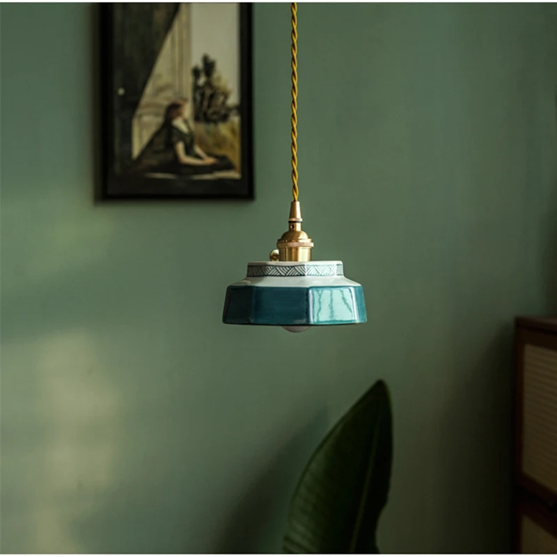 Vintage Ceramic LED Pendant Light Cafe Loft Dining Room Bedside Home Decor Japanese Chandelier Hanging Lamp Luminaire Kitchen