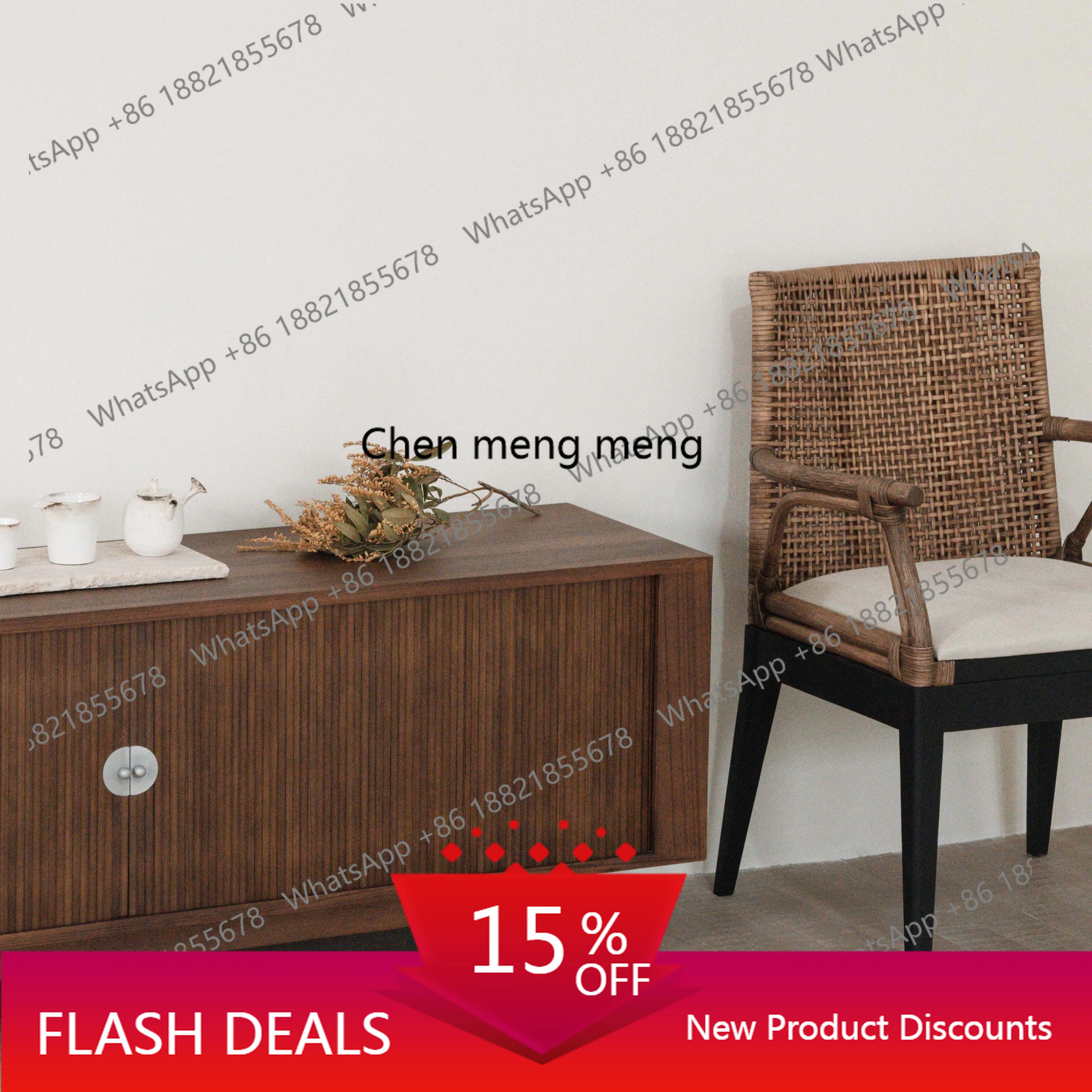 | Solid wood TV medieval retro wabi sabi wind dining side entrance cabinet