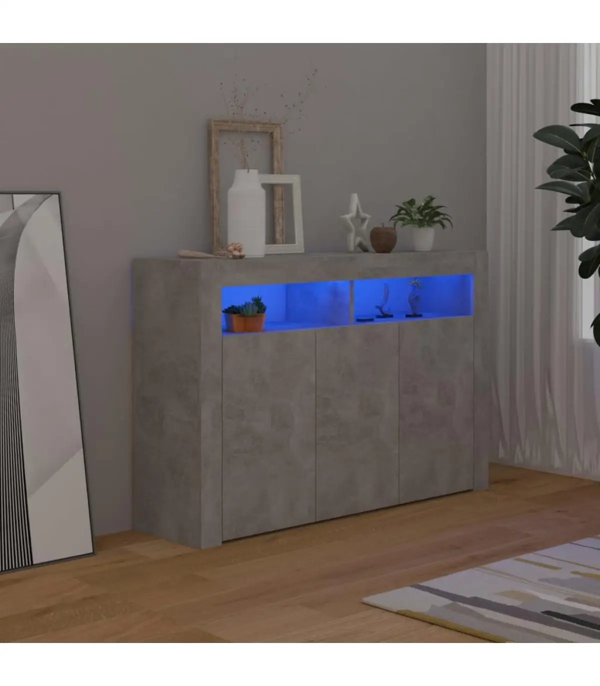 115,5x30x75 cm concrete gray LED sideboard