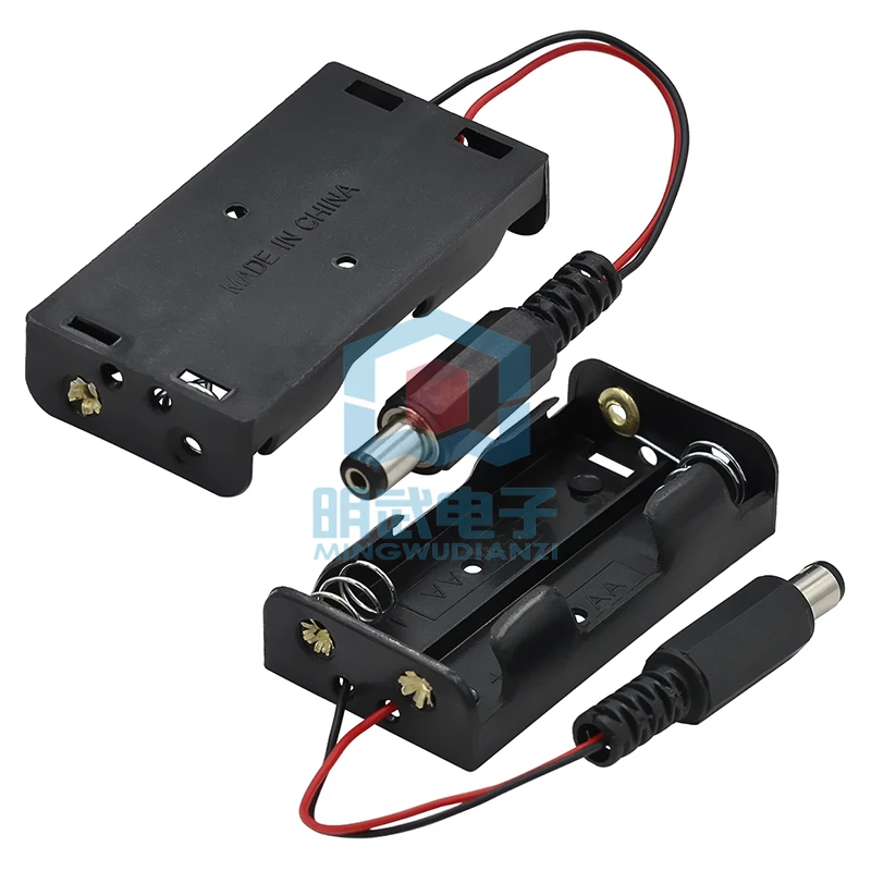 No. 5 2-section Battery Box Without Cover AA Type-No. 5 Two-section Battery Box Without Cover Flat Row 3V Series with Wire