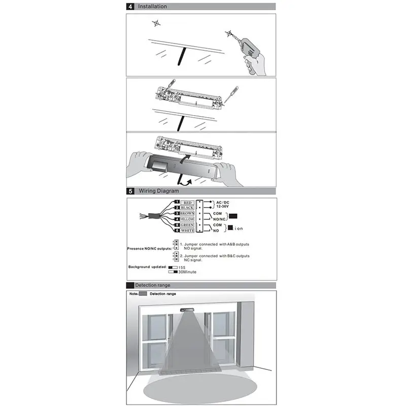 Multi-Purpose 2 In 1 Door Sensor For Door Opener Infrared Safety And Radar Safety Sensor For Automatic Door Durable (Silver)-Y41
