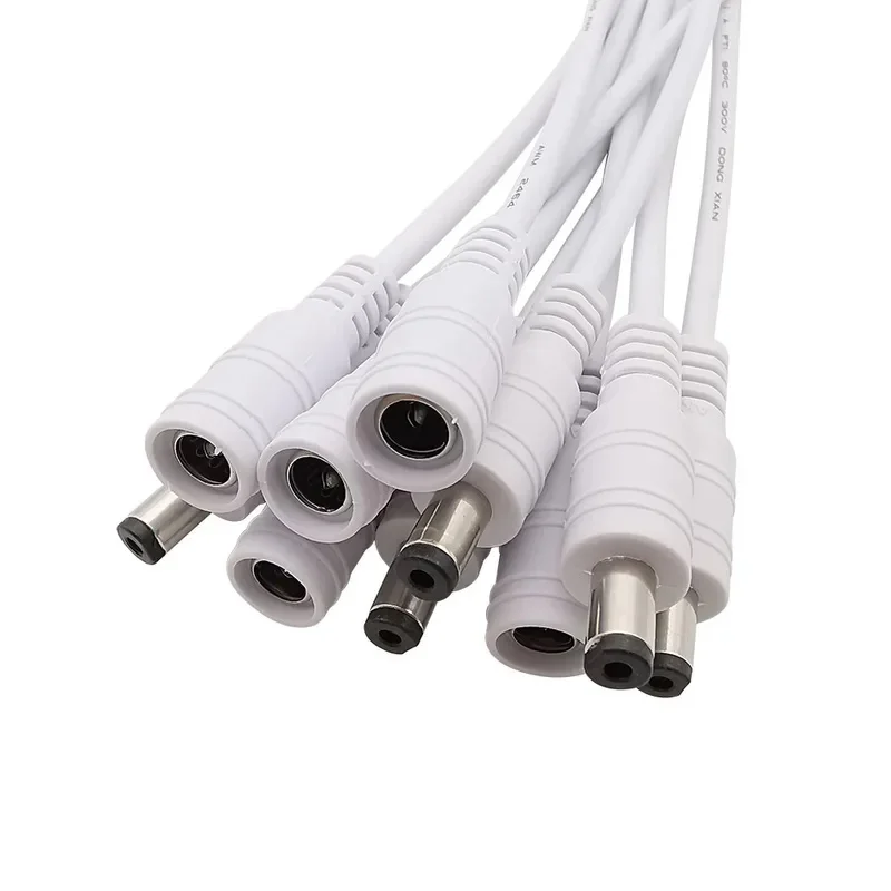 5.5*2.1mm Male Female DC Power Cable Plug Wire Jack Connector Adapter Pigtail White Black For CCTV Camera 5050 3528 LED Strip