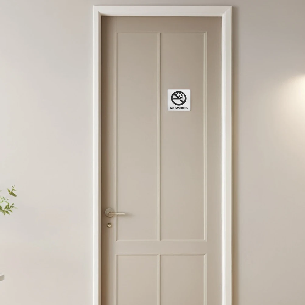 

2 Pcs No Smoking Sign Self Adhesive for Restroom Sticker Bathroom Acrylic Public Area Warning Signs Premises