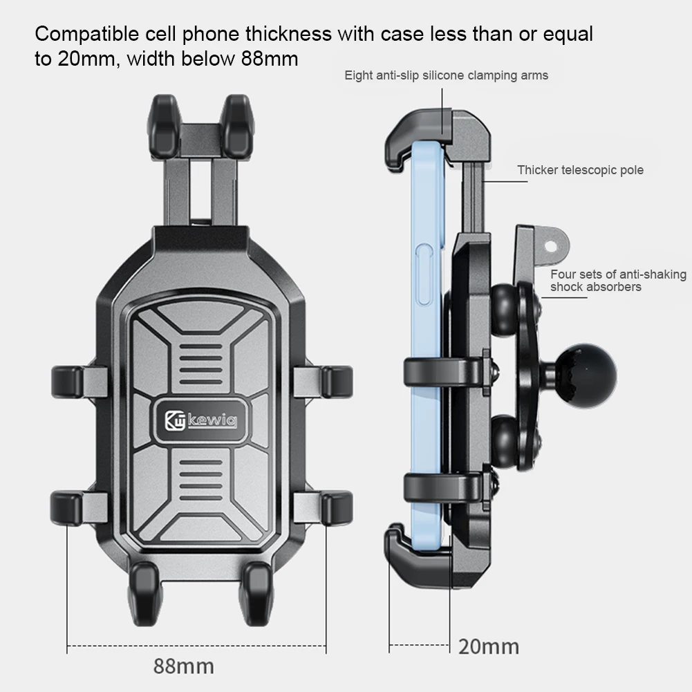 Motorcycle Phone Holder Anti-Shake Anti-Theft Motorcycle Phone Mount Adjustable Navigation Bracket