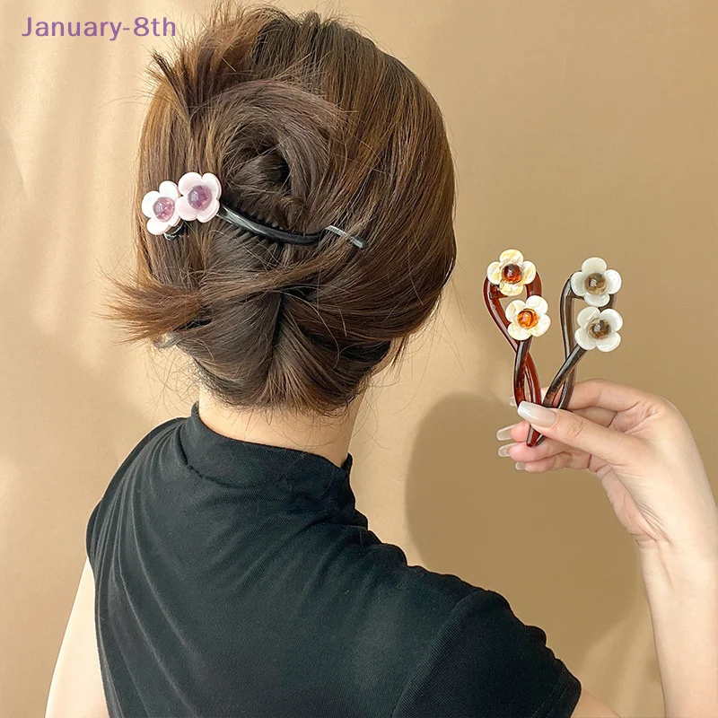 Retro S Shape Ponytail Twist Hair Clips Flower Multi-colour Twisted Hollow Out Shark Clips Headdress Hair Accessories