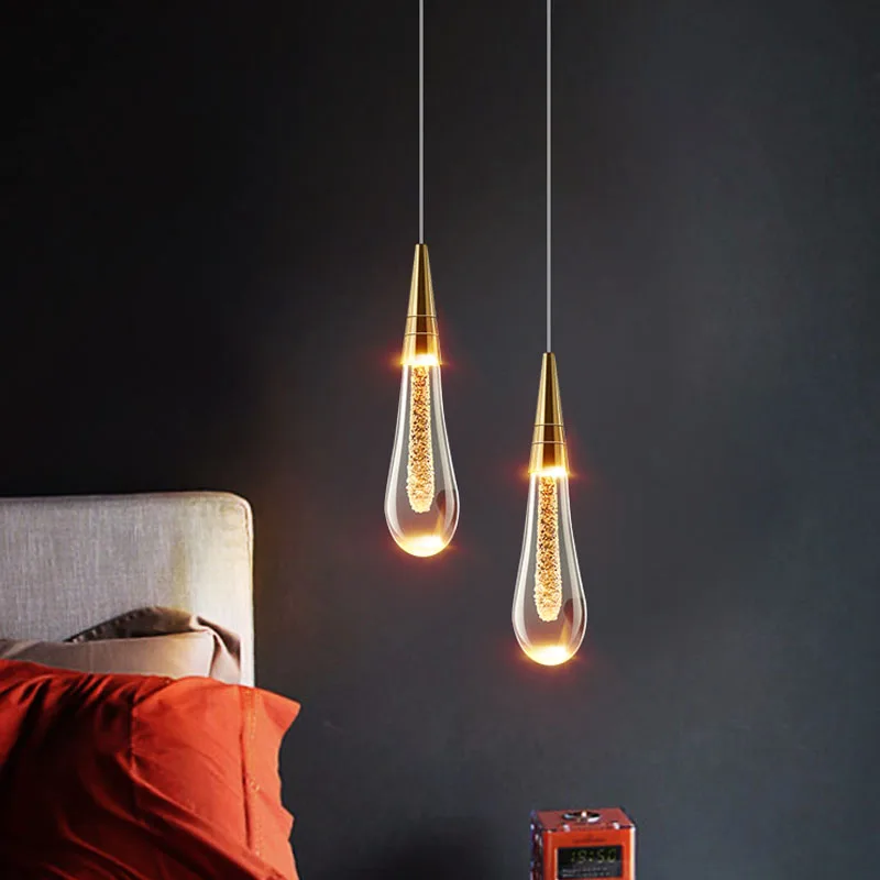 

Modern Crystal Glass led Pendant Lights Hang lamp Drop Light Restaurant Bar Bedside Kitchen Island Staircase Pendant Lamp