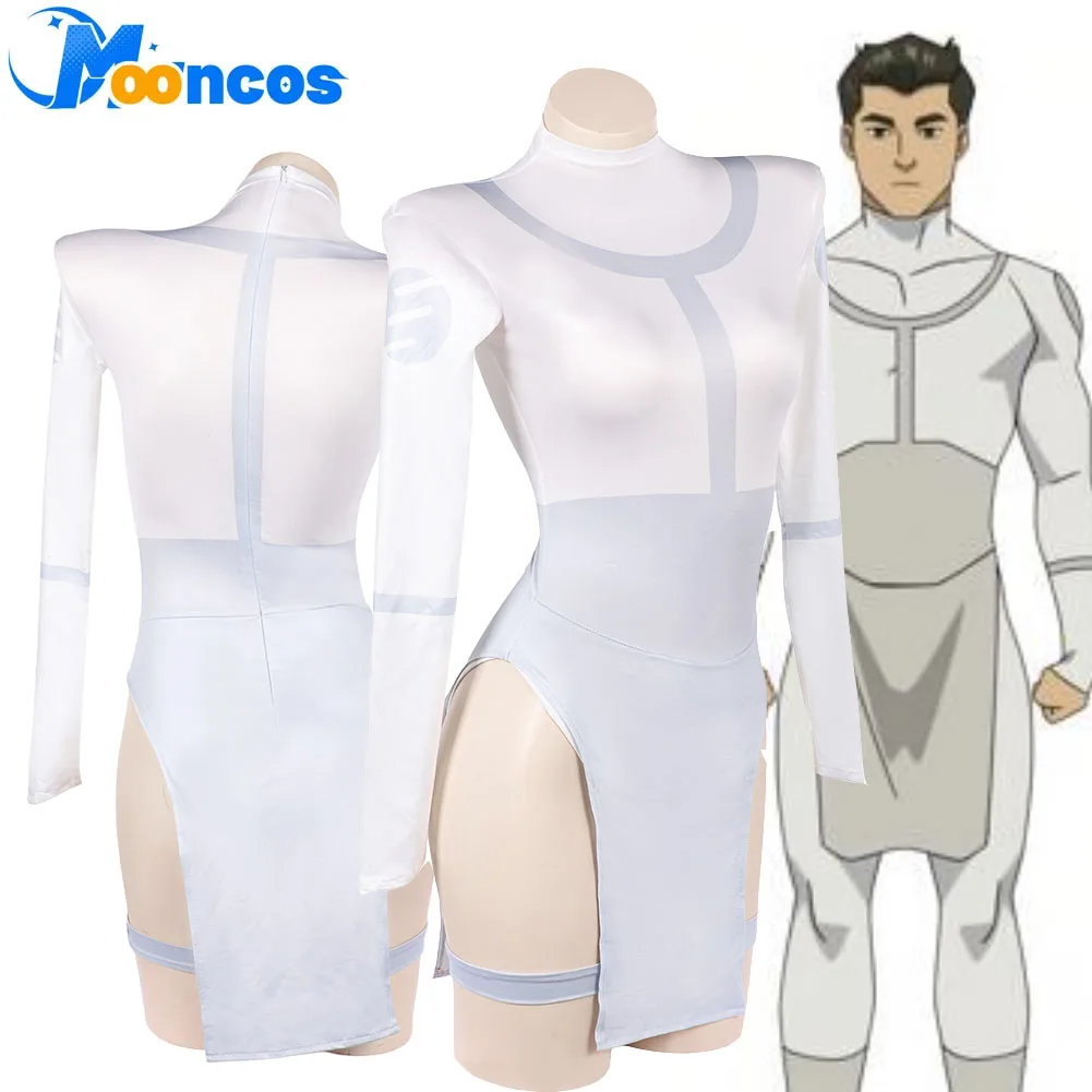 Disfraz de Cosplay de Anime Invencible Mark, Lencería de Fantasía, Vestidos Blancos para Mujer, Disfraz de Carnaval de Halloween para Adultos