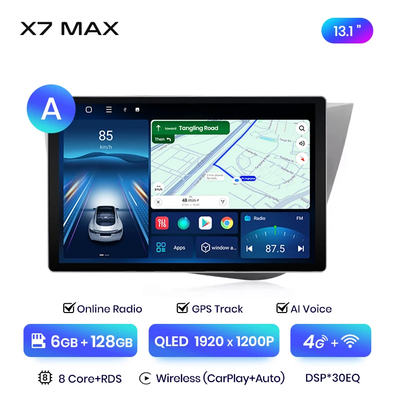 Junsun 13,1 inch QLED Android draadloze CarPlay autoradio voor Seat Leon MK2 2005-2012 Intelligente systemen DSP SWC RDS GPS FM