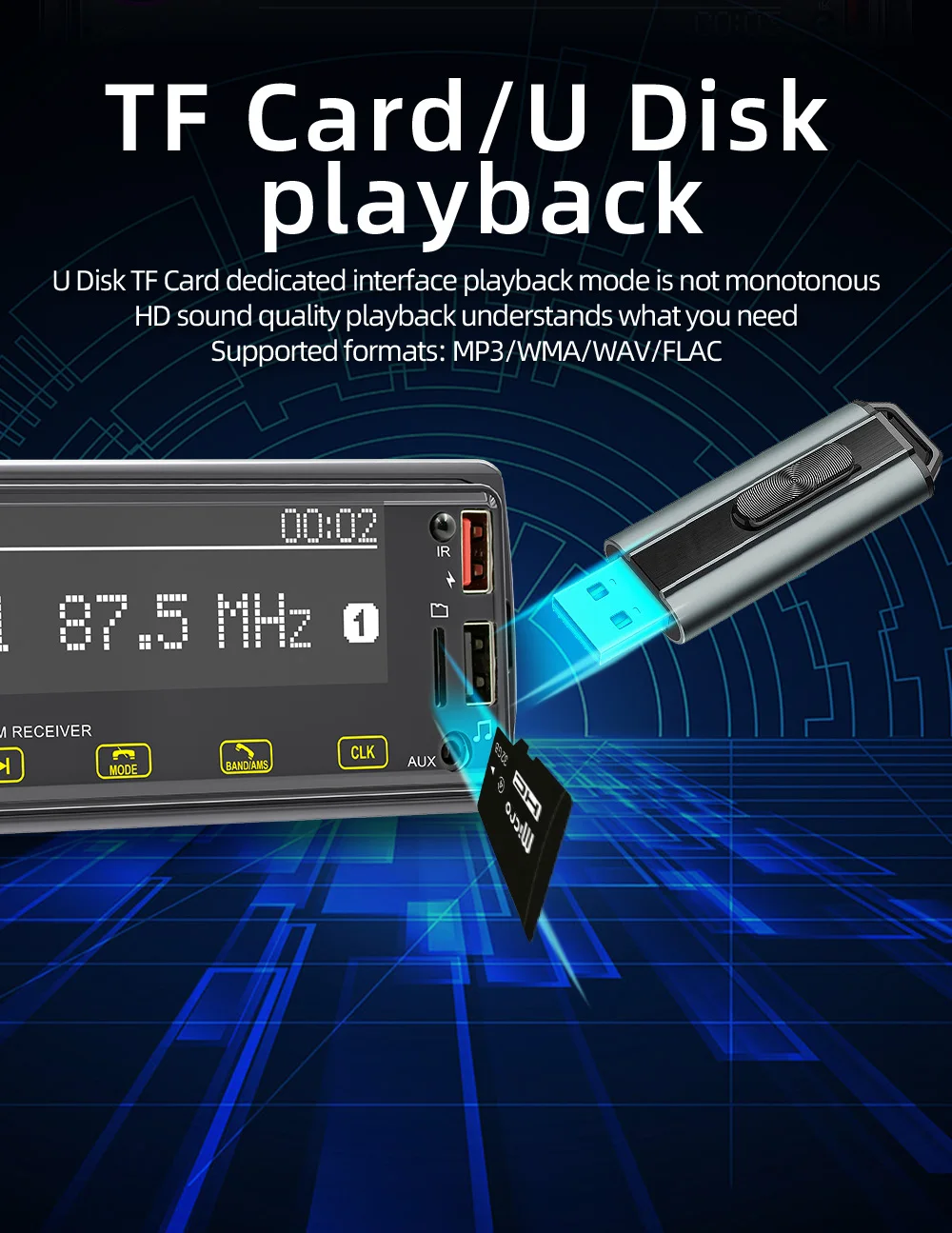 BQCC 1 Din مشغل MP3 للسيارة DAB راديو رقمي موقع صوت ثقيل ومبحث السيارة شاشة 2.5D زر لمس كامل صوت السيارة