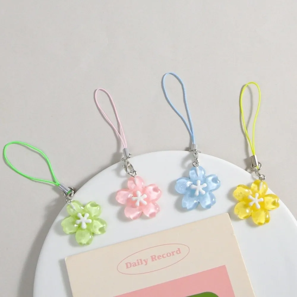 

New Colorful Cherry Blossom Keychain Resin INS Keyring Mobile Phone Lanyard Gift