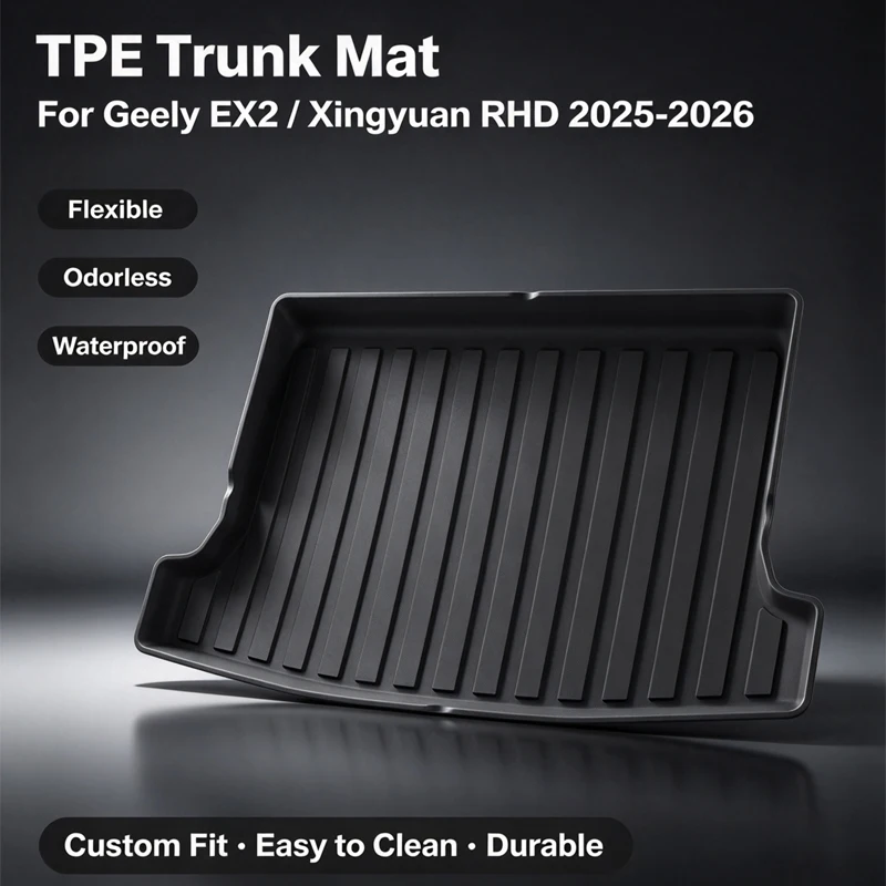 For Geely EX2 / Xingyuan RHD 2025-2026 Eco-Friendly TPE Rear Trunk Mat Non-Slip Dustproof Car Cargo Liner Auto Interior Accessor