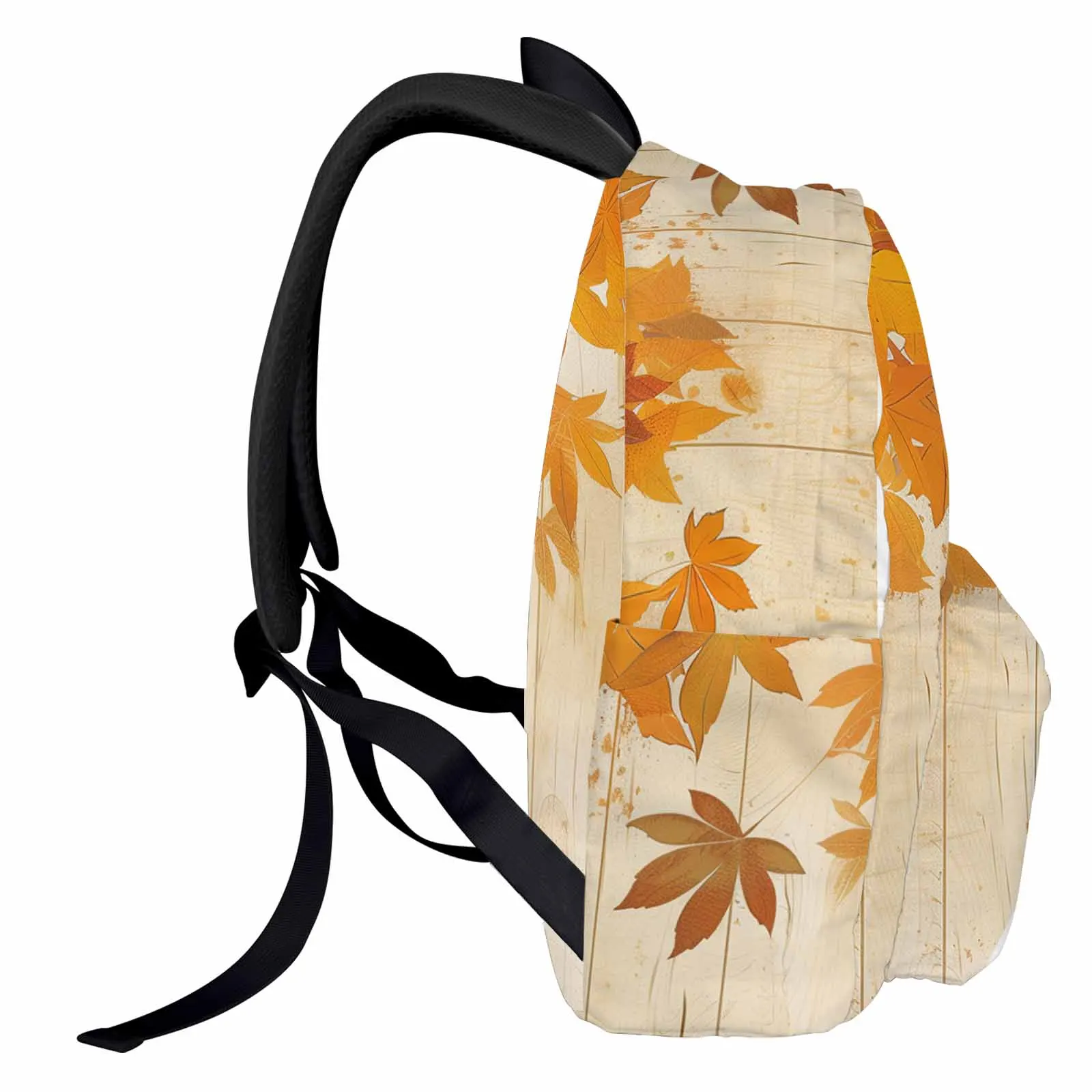 Maple Leaves Wooden Boards Watercolor Backpack Teenagers Student School Bags Laptop Custom Backpack for Men Women Travel Bag