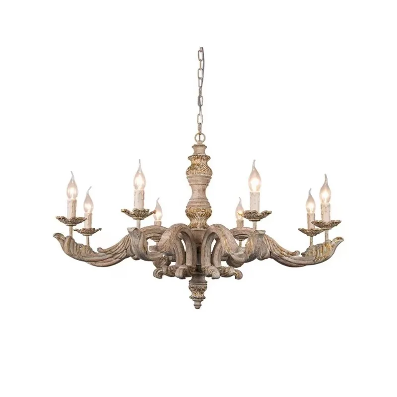 

American retro French solid wood chandelier French creative living room dining room bedroom