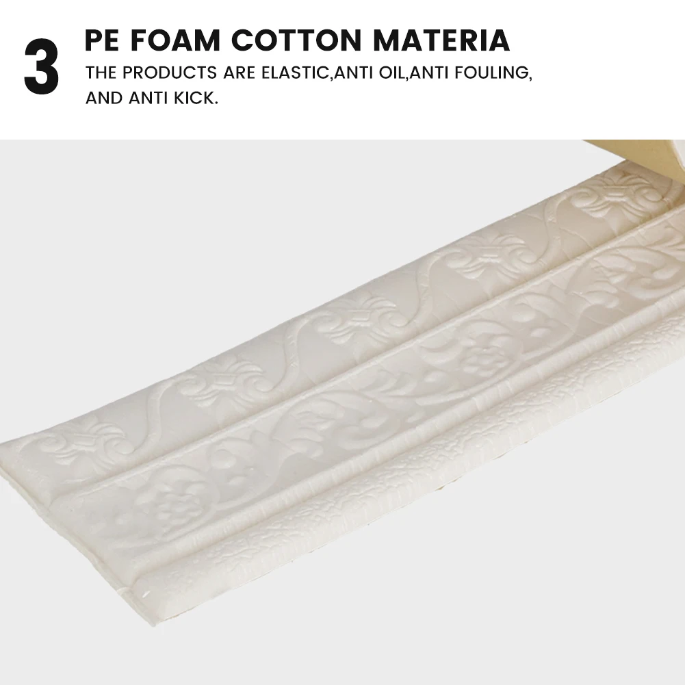 Skirting Baseboard DIY Decal Decor Embossed PVC Wall Sticker Waterproof 3D Border Molding Trim Multifunctional