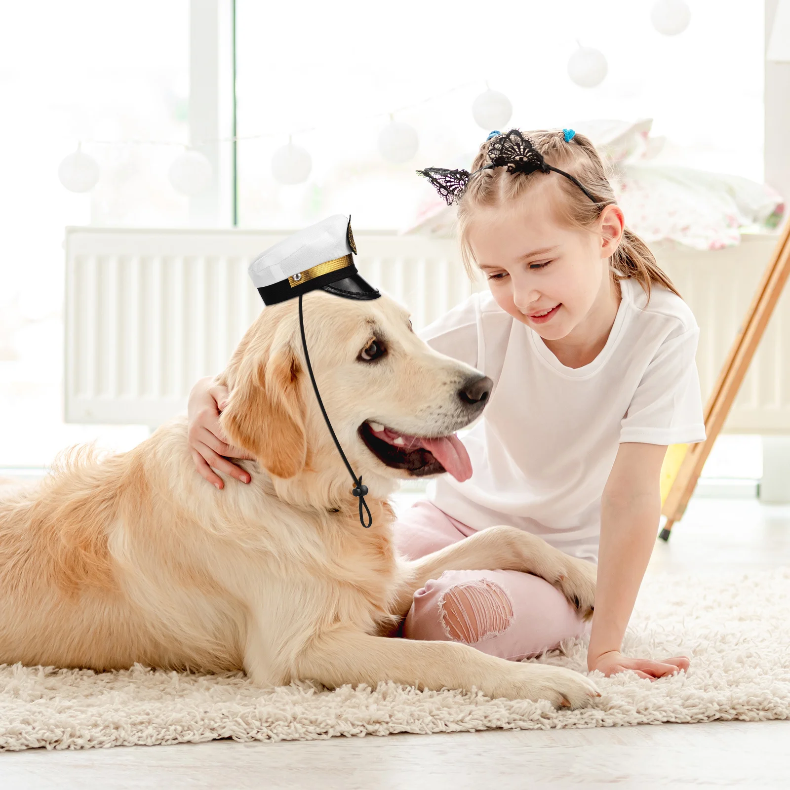 

Pet Hat Cat Cosplay Cap Dog Captain Hat For Small Dogs Cats Adjustable Party Photo Accessory Puppy Halloween Wedding