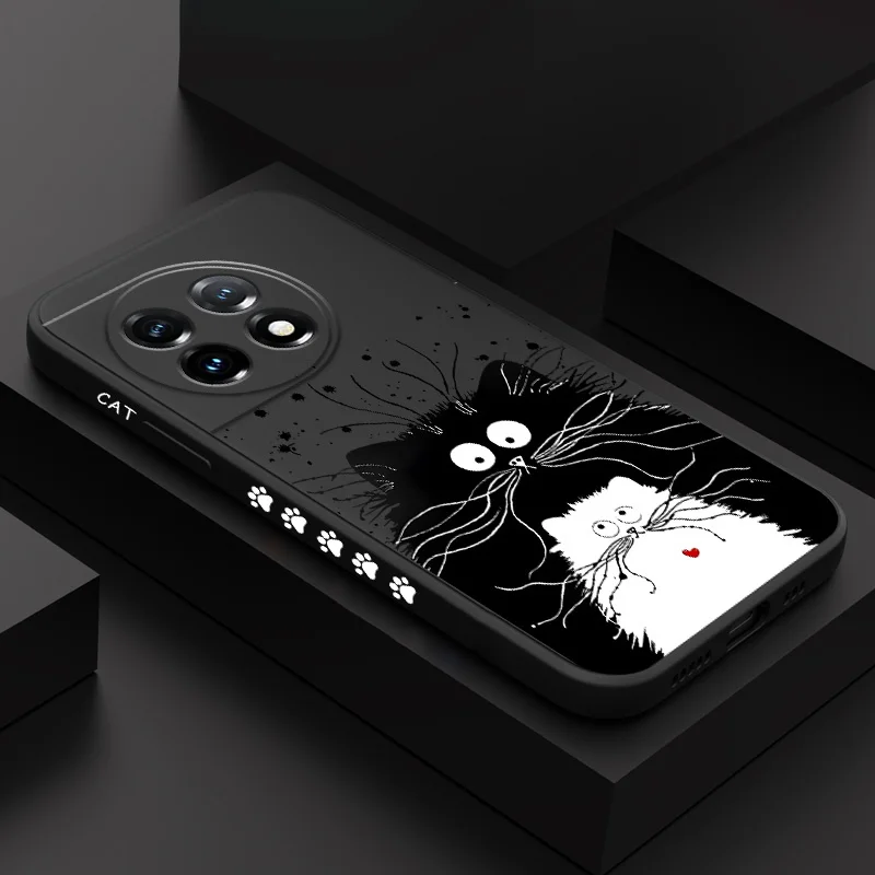 

Scrawled Cat Phone Case For Oneplus 11 11R 10 10R 10T 9R 9RT 9 8T 8 7 7T Pro 5G Liquid Silicone Cover