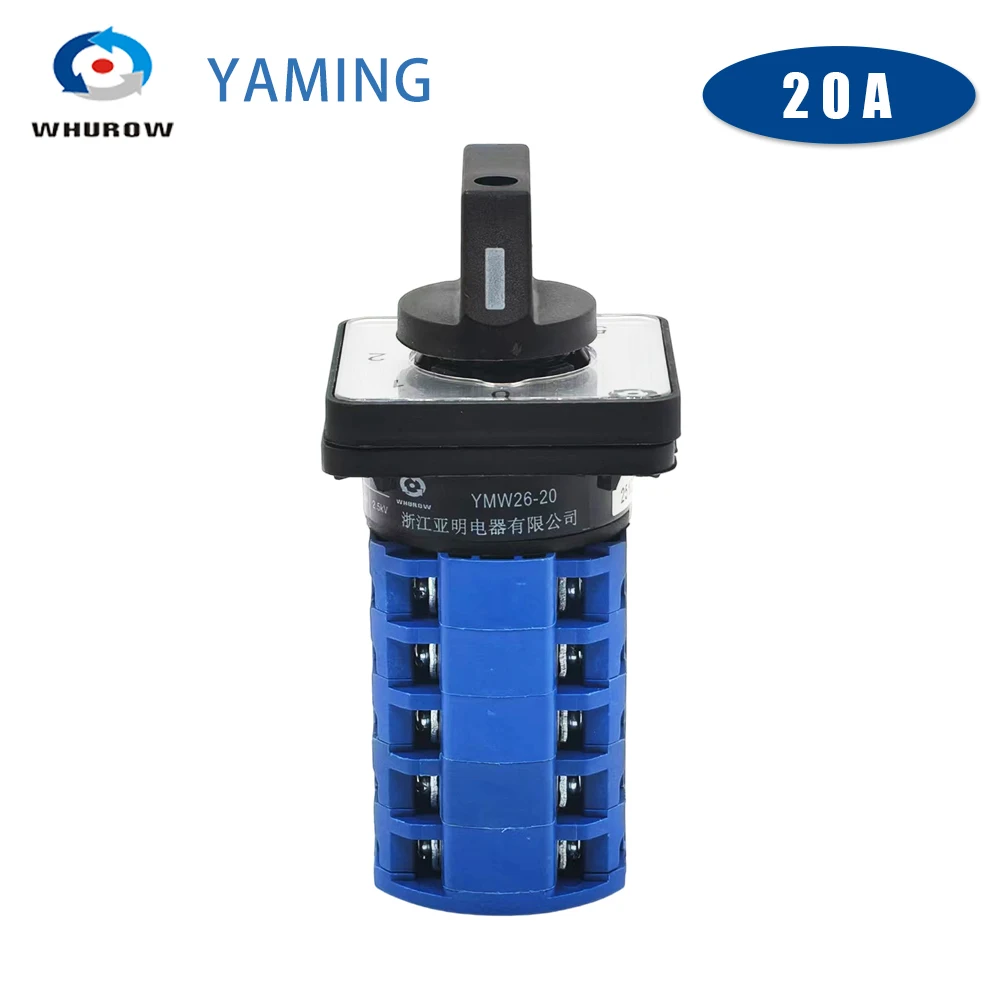 LW26-20/5 Cam Switch 20A 0-5 Positions 5 Poles Changeover Power Selection Rotating Control Circuit Signal Control