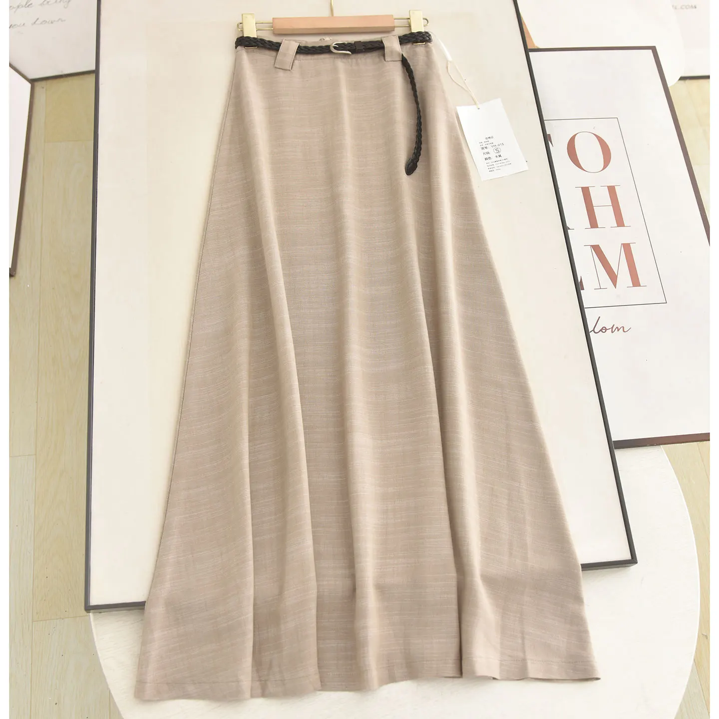 Elegant High Waist A-Line  Skirt Casual Versatile Summer 2026 Long Skirt Zipper Design for Ladies Stylish Old Money Style