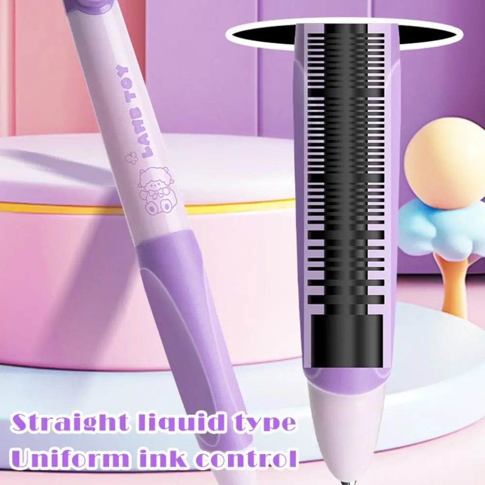 Cartoon Replaceable Ink Sac Fountain Pen Grip Posture Correction Soft Grip Gel Pen Decompression Neutral Pen Student Gift
