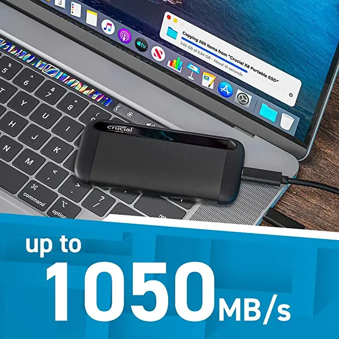 100% أصلي جديد Crucial X8 500GB 1 تيرا بايت 2 تيرا بايت 4 تيرا بايت SSD محمول يصل إلى 800 برميل/الثانية USB 3.2 محرك أقراص الحالة الصلبة الخارجي