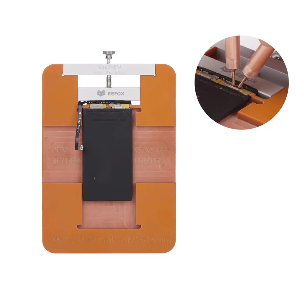 Refox Battery Welding Fixture For iPhone X XS Max 11 12 13 Pro Max Phone Battery Cell Chip Replacment Repair Welding Clamp Tools