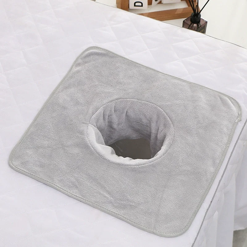 

Beauty Salon Massage Bed Cover With Face Hole 35X35Cm Spa Facial Towel Reusable Soft Table Mat Multi-Functional Cover For Salon