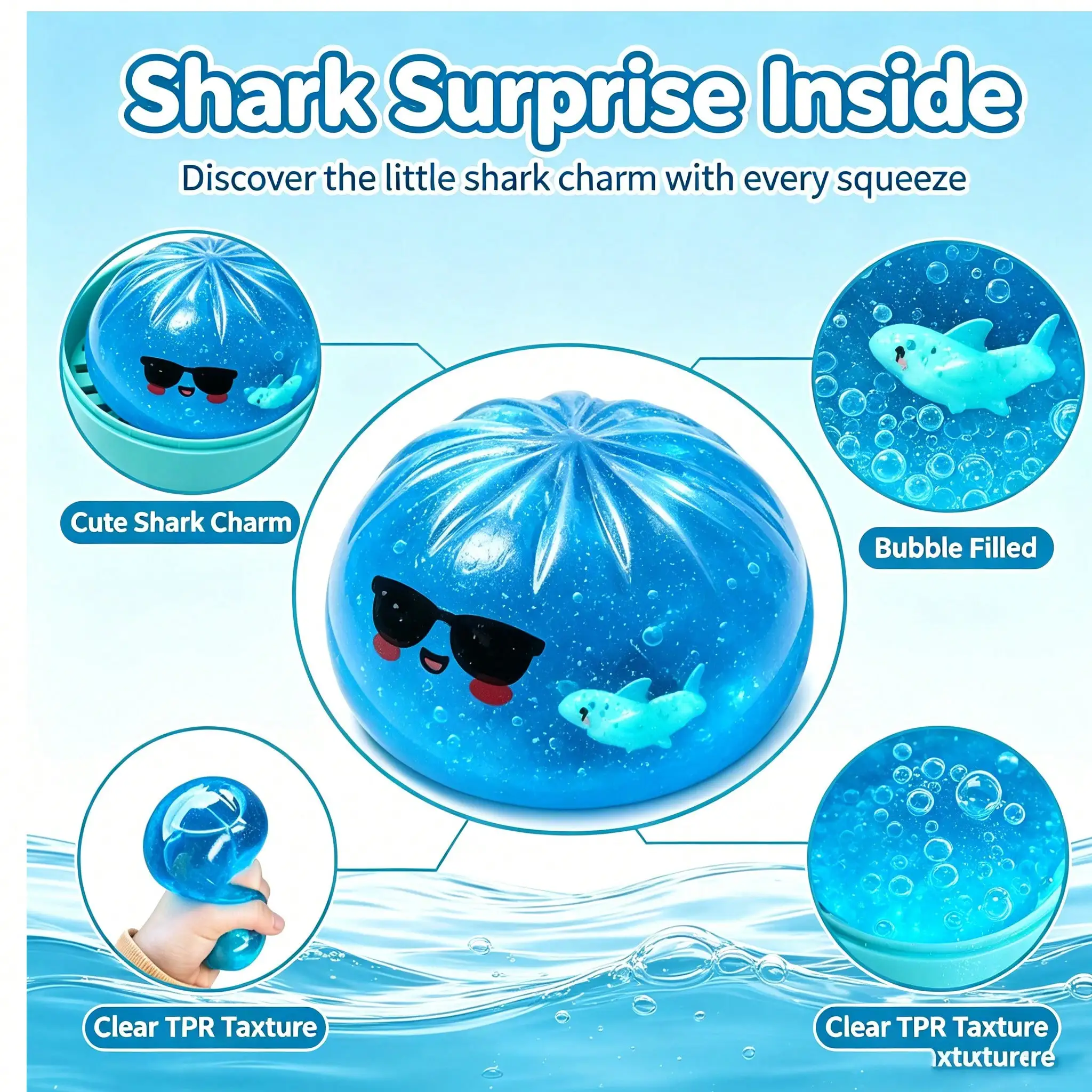 Money Glitter Shark Dumpling Squishy With Steamer Fake Food Slow Rising Squeeze Surprise Party Favor Goodie Bag Stuffer Gift view 6
