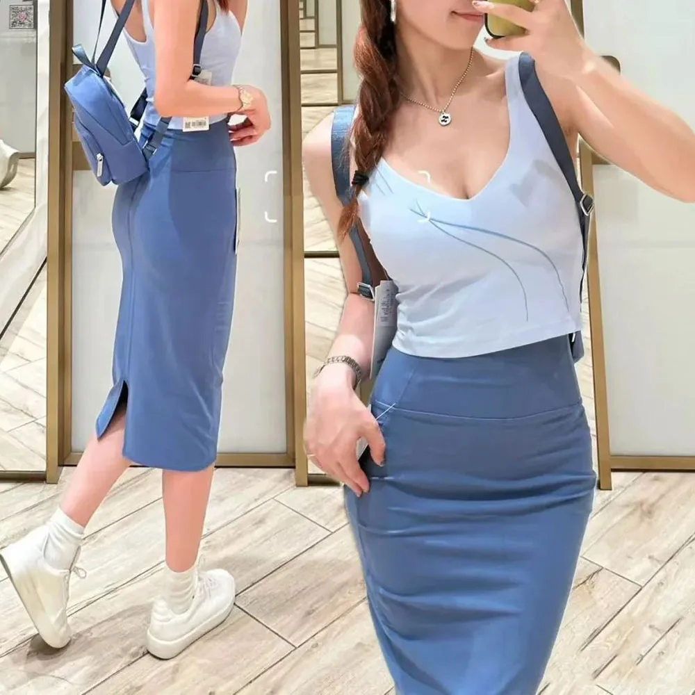 

‌Women's High Waist Split Slit Yoga Pencil Skirt - Stretchy Butt Lifting Slim Fit Workout Skirt