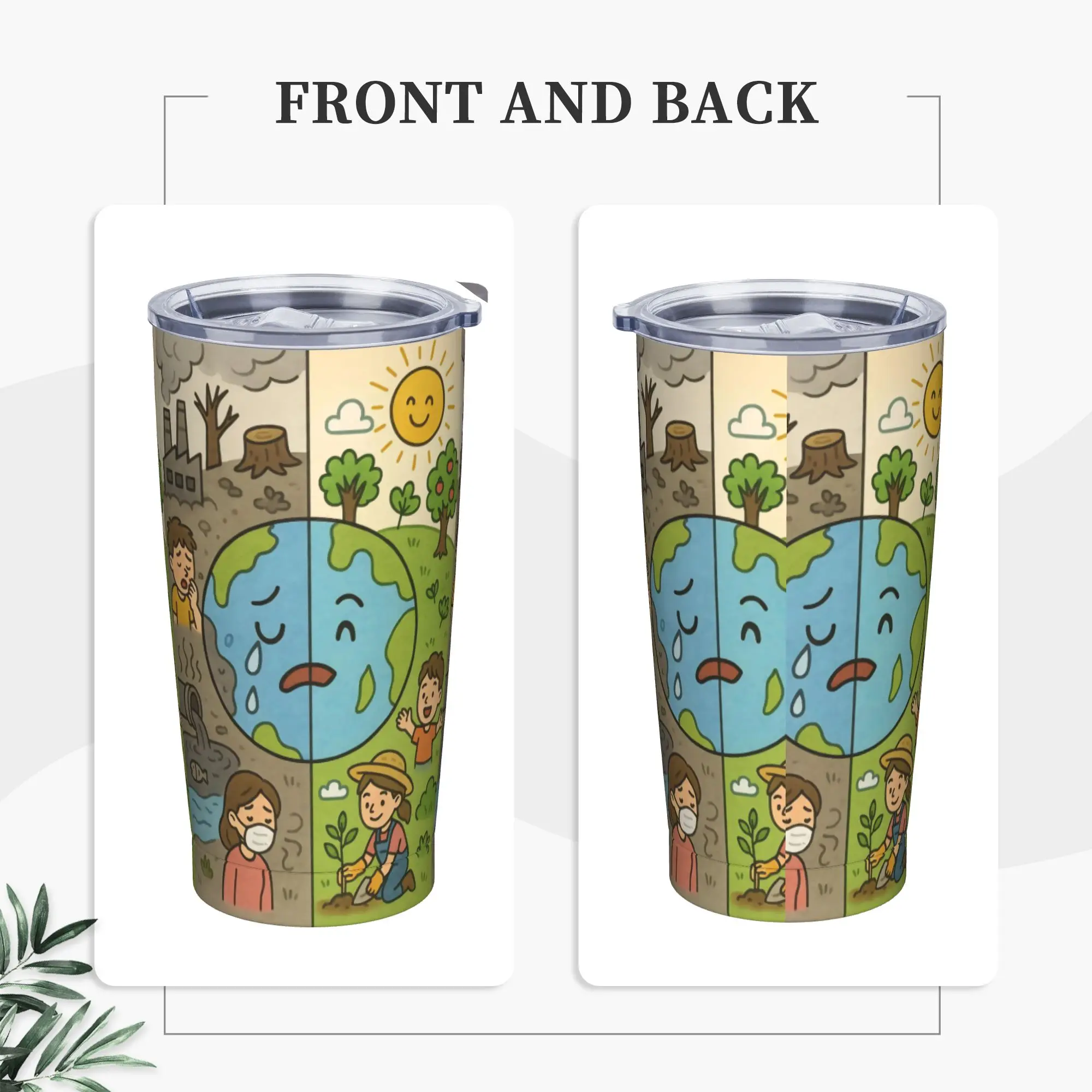 World Earth Day Save Planet Tumbler Vacuum Insulated  Thermal Cup Vacuum Flask Travel Outdoor Mug Spill Proof, 20oz