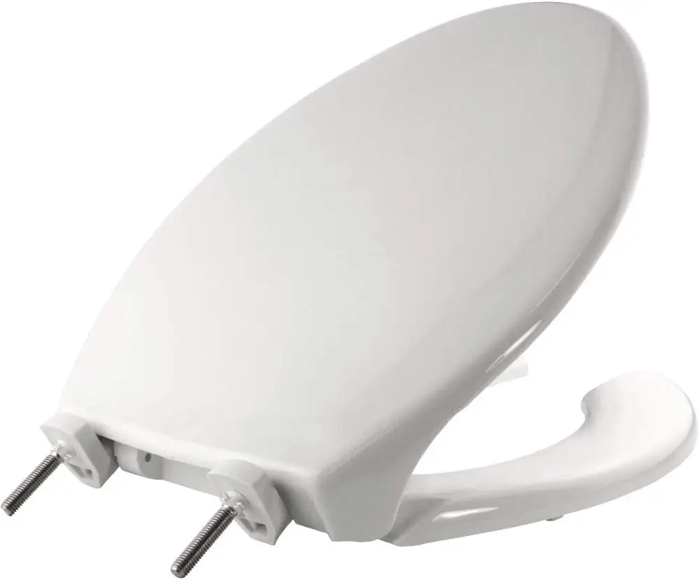 

Commercial Heavy Duty Open Front Toilet Seat with Cover, Stainless Steel Hardware, Elongated White for Public Restrooms
