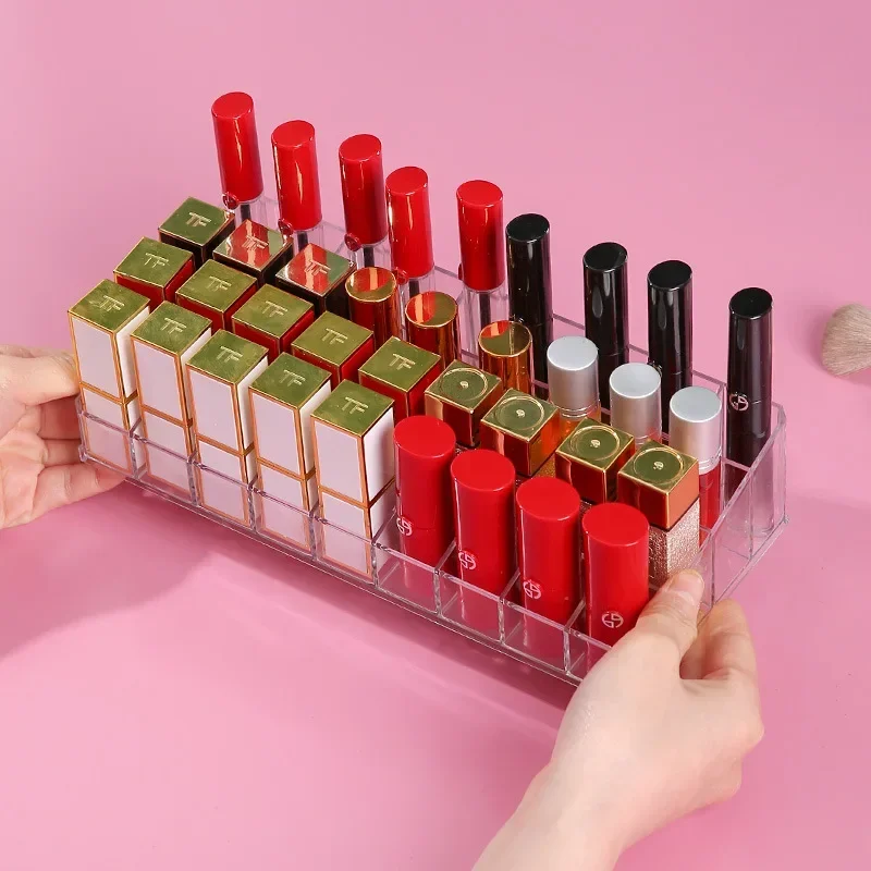 36 Grid Transparent Lipstick Storage Box Nail Polish Eyebrow Pencil Display Shelf Desktop Cosmetics Storage Box Lipstick Shelf